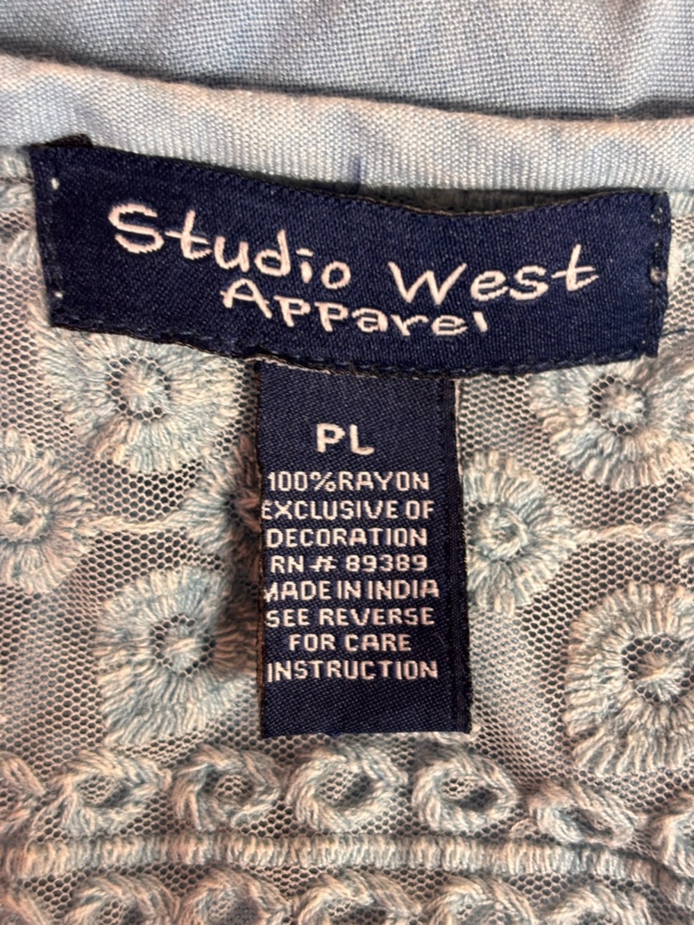 Studio West Vintage 80’s Maxi Baby Blue Eyelet Embroidery Dress Size PL - Picture 6 of 6
